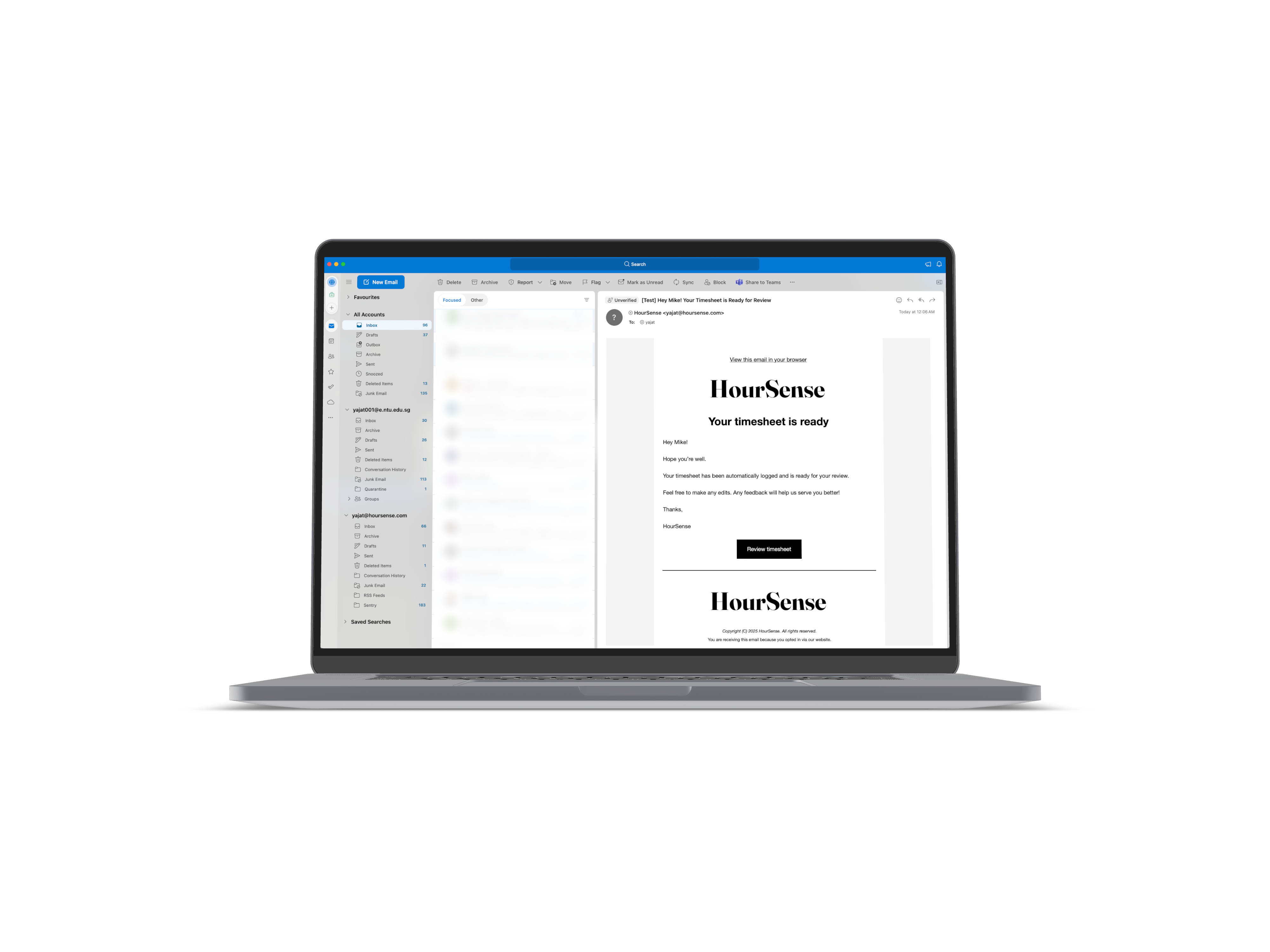 Step 2: Get an email with your timesheet